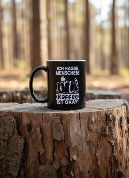 Preview: Kaffeetasse aus Keramik, 300ml Füllvermögen- schwarz/weiß